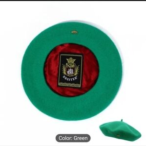 Green Wool Beret with Satin Lining